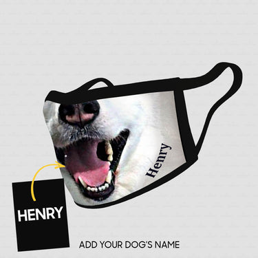 Personalized Dog Gift Idea - Samoyed With Opened Mouth Zoom In For Dog Lovers - Cloth Mask
